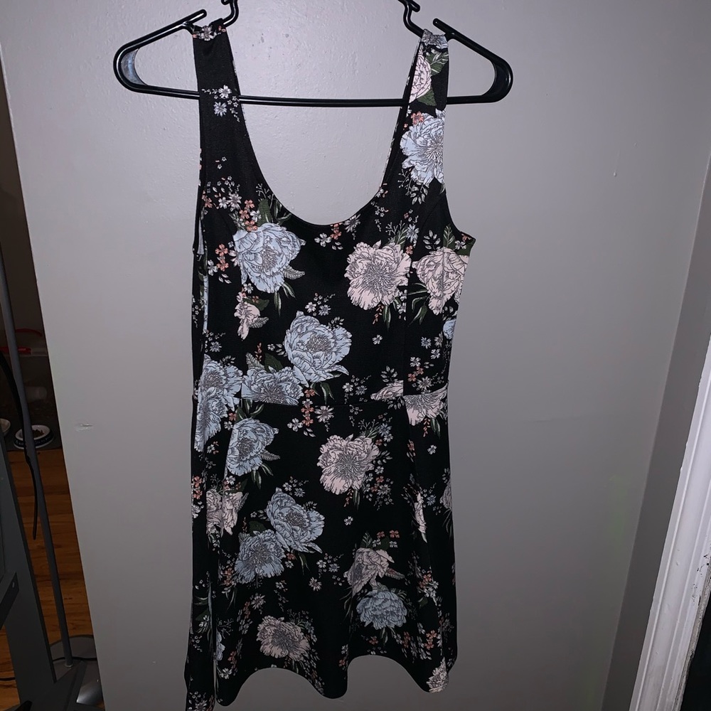 Black skater dress with flowers